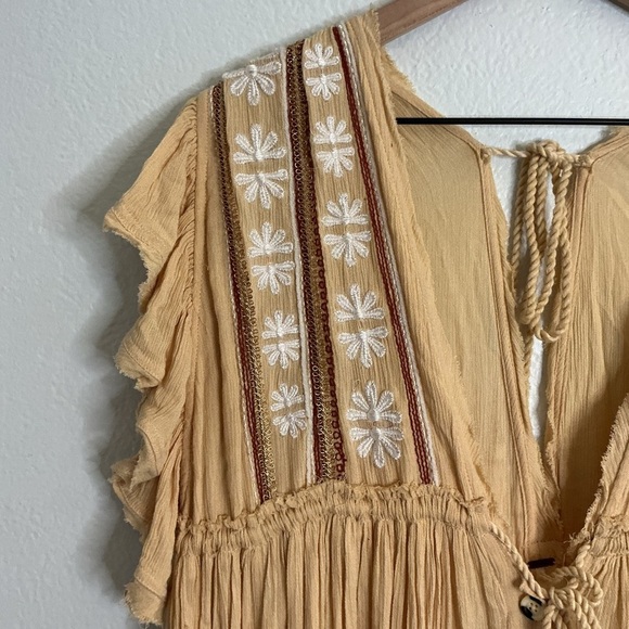 Free People Natural Will Wait for You Midi Dress size medium yellow - Picture 5 of 7